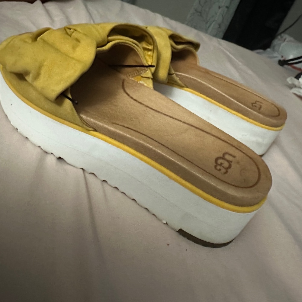 UGG Women's Yellow Bow Slide Sandals - Picture 5 of 5